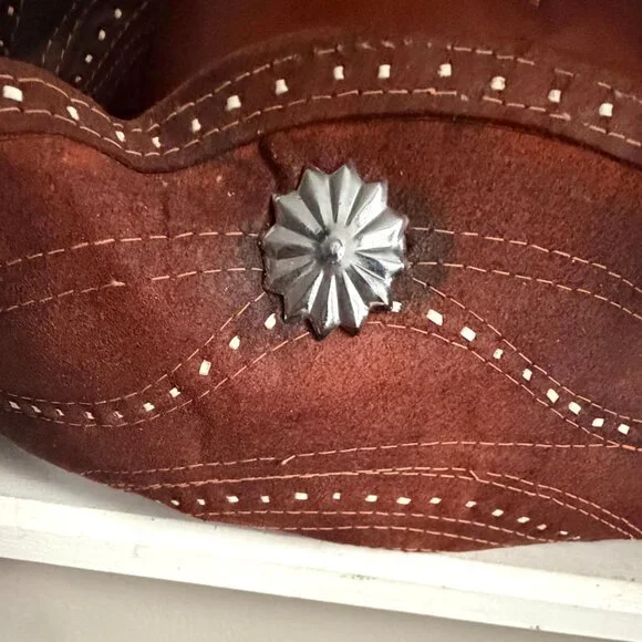 Vintage Tricorn Mexican Charro Silver Concho Western Hat Distressed Unisex - Picture 7 of 10